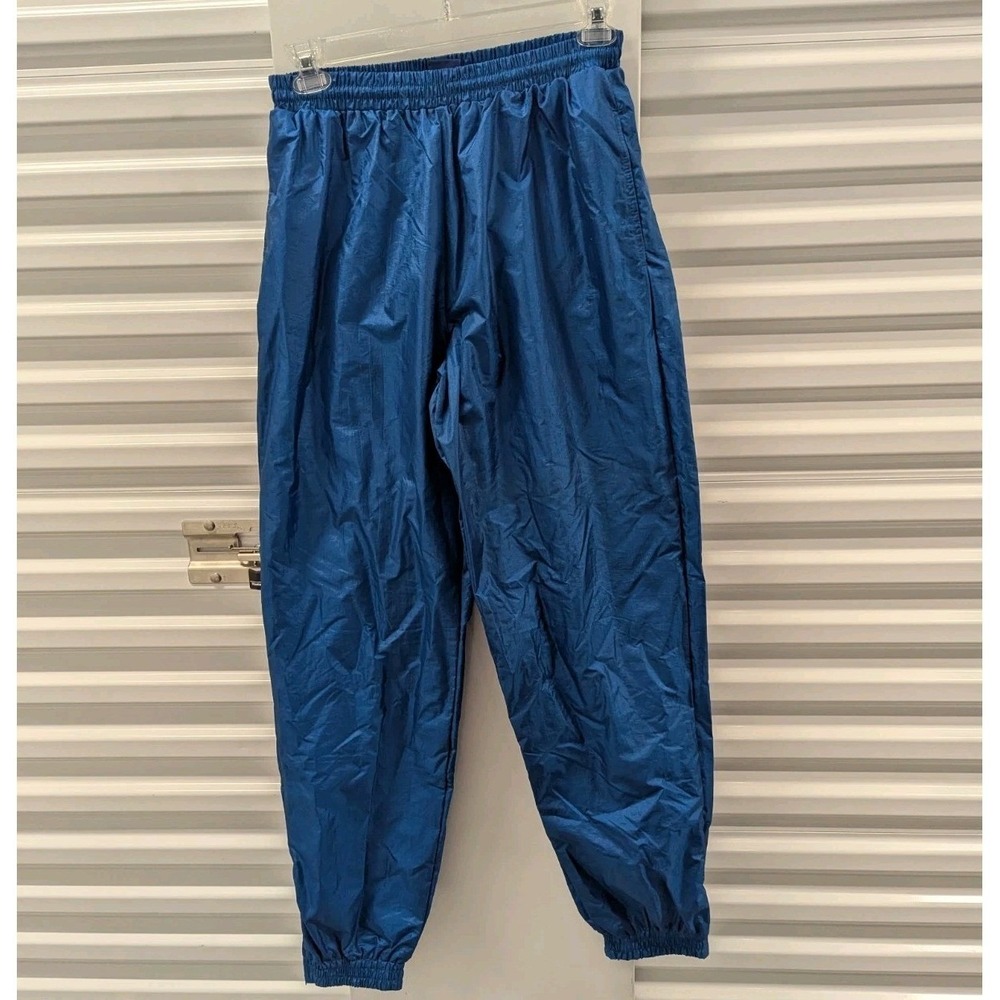 vintage‎ 90s Nylon Windbreaker Track Pants Retro Blue Joggers First Run Medium